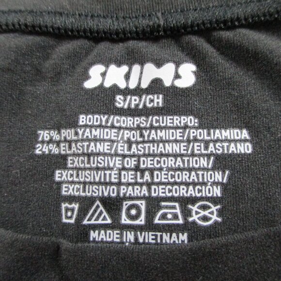 SKIMS Fits Everybody Long Sleeve T Shirt Womens Small Onyx Black Nylon NWT NEW - Picture 7 of 9